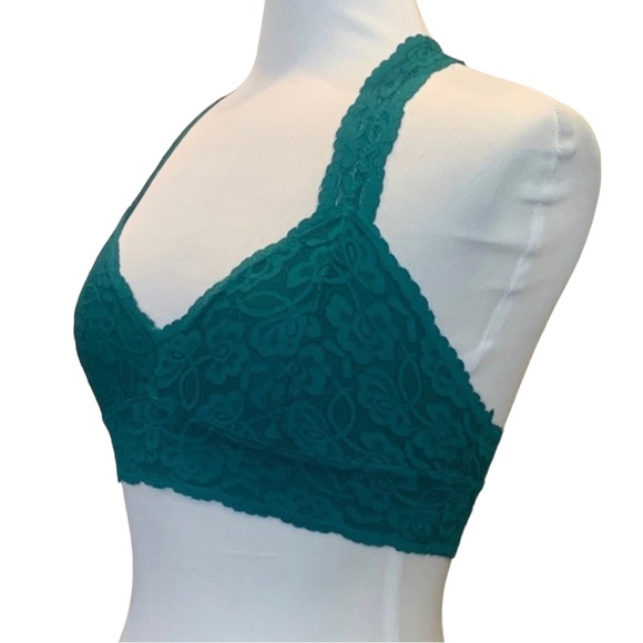 People Galloon Lace Racerback Bralette XS Small Wireless Soft Green - Picture 6 of 8
